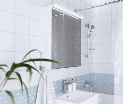 Зеркальный шкафчик для ванной 1Marka Соната 75 2д с подсветкой, Белый глянец (Ц0000007616)