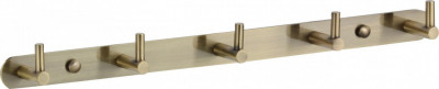 Планка с крючками для ванной (5 крючков) Savol S-007215C латунь бронза