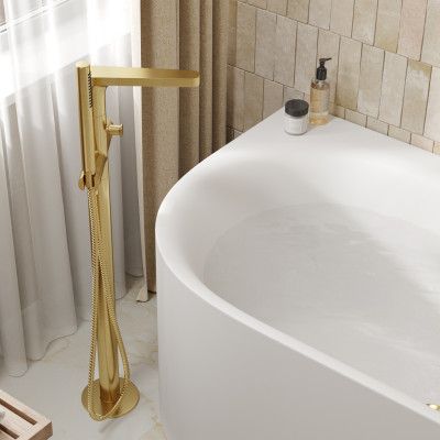 Напольный смеситель для ванны WasserKRAFT Schunter 8200 (8221), матовое золото