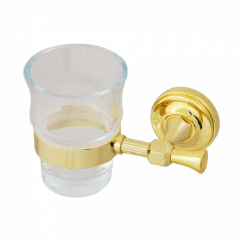 MIGLIORE Fortuna 27751+27699 стакан в настенном держателе, стекло прозрачное/золото