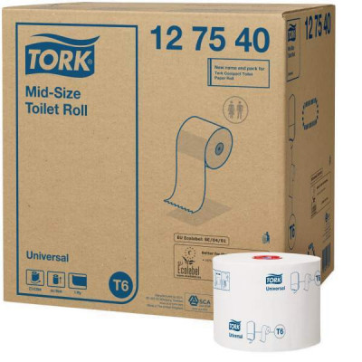 Tork туалетная бумага Mid-size в миди-рулонах 1 сл белая