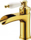 Смеситель Boheme Vogue Oro 211-MR-W для раковины золото / ручка Murano белая  (211-MR-W)
