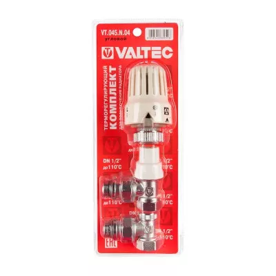 Комплект терморегулирующего оборудования угловой 1/2" (термостатическая головка, термостатический клапан, запорный клапан) VALTEC (VT.045.N.04)