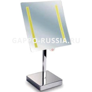 Косметическое зеркало с подсветкой Gappo настольное хром (G6205) 20x20 см