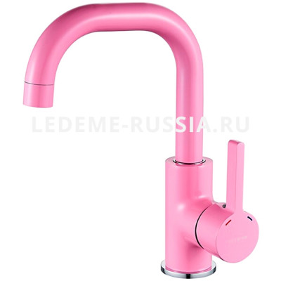 Смеситель для раковины Ledeme L1099P однорычажный поворотный, розовый