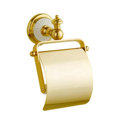 Настенный держатель туалетной бумаги Boheme Palazzo Bianco 10101 с крышкой золото
