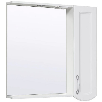 Зеркало со шкафом в ванную Runo Неаполь 75 R 00-00001031 с подсветкой белое прямоугольное