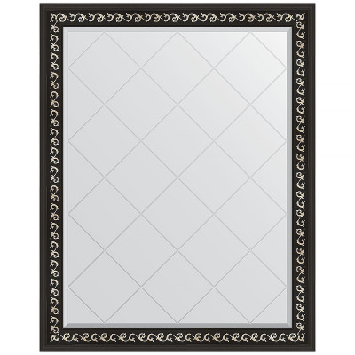 Зеркало настенное Evoform ExclusiveG 120х95 BY 4354 с гравировкой в багетной раме Черный ардеко 81 мм