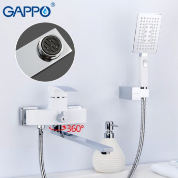 Смеситель для ванны Gappo Jacob настенный однорычажный белый/хром (G2207-7)