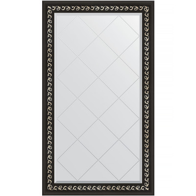 Зеркало настенное Evoform ExclusiveG 129х75 BY 4225 с гравировкой в багетной раме Черный ардеко 81 мм