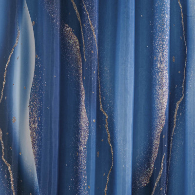 Штора с рисунком, синие разводы, в ванную комнату, без колец - полиэстэр, 180 х 180 см САНАКС (01-92)