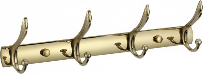 Планка с крючками для ванной (4 крючка) Savol S-00114B нерж сталь золото