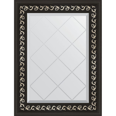 Зеркало настенное Evoform ExclusiveG 72х55 BY 4010 с гравировкой в багетной раме Черный ардеко 81 мм