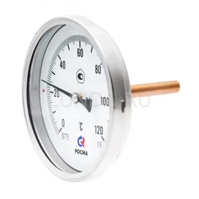 Термометр биметаллический, тип БТ (корпус-сталь), осевой, Росма 00000002412