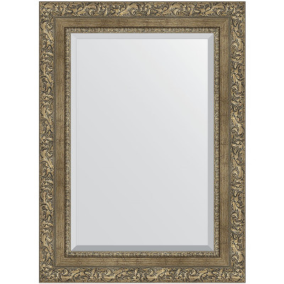 Зеркало настенное Evoform Exclusive 75х55 BY 3385 с фацетом в багетной раме Виньетка античная латунь 85 мм