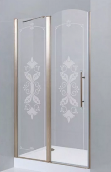 Душевая дверь Cezares Giubileo 100х195 хром стекло с декором (GIUBILEO-60/40-CP-G-L)