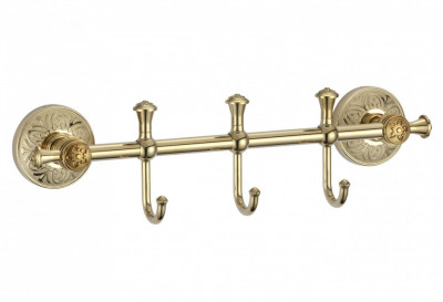 Планка с крючками для ванной (3 крючка) S-005873B Savol латунь золото