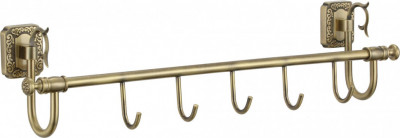 Планка с крючками для ванной (5 крючков) Savol S-006475 латунь бронза