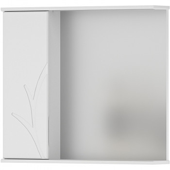 Зеркало со шкафом в ванную Volna Adel 80 L zsADEL80.L-01 с подсветкой белое прямоугольное