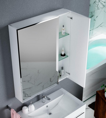 Зеркало-шкаф для ванной 1MarkaСоната 75 Белый глянец, 2д (У29559)