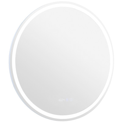 Зеркало настенное в ванную Aquanet Оптима 70 304175 с подсветкой с сенсорным вкл, часами и подогревом