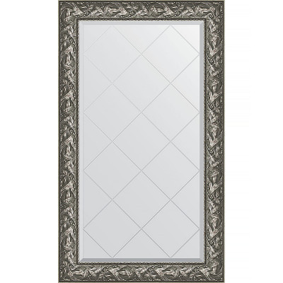 Зеркало настенное Evoform ExclusiveG 133х79 BY 4243 с гравировкой в багетной раме Византия серебро 99 мм