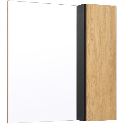 Зеркало в ванную со шкафчиком Runo Мальта 70 00-00001101 дуб черное прямоугольное