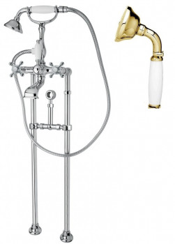 Напольный смеситель для ванны с кронштейном для слива-перелива CEZARES GOLF-VDPS-03/24-Bi, Золото