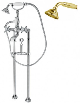 Напольный смеситель для ванны с кронштейном для слива-перелива CEZARES GOLF-VDPS-03/24-M, Золото