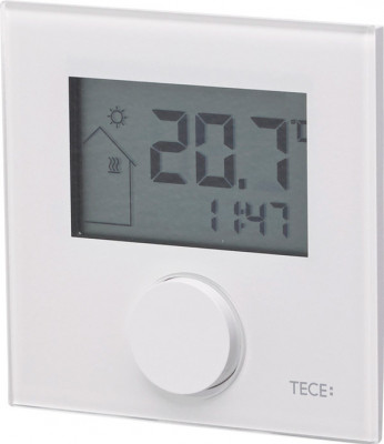Дизайнерский комнатный термостат TECEfloor RTF-D с ЖК-дисплеем, RT-D Design 230 Standard, стекло белое (77410039)