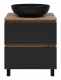 Тумба напольная Brevita Dakota 600x480x620 черный, темное дерево (DAK-07060-19/02-2Я) с раковиной  (УТ000015710)