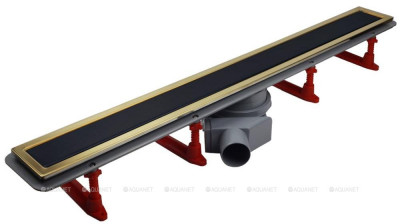 Линейный трап Pestan Confluo Premium Gold Black Glass Line, 13100117, 750мм  Нержавеющая сталь / Пластик / Стекло