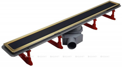 Линейный трап Pestan Confluo Premium Gold Black Glass Line, 13100118, 850мм  Нержавеющая сталь / Пластик / Стекло