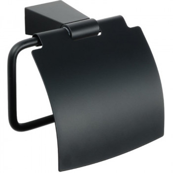Настенный держатель туалетной бумаги Fixsen Trend FX-97810 с крышкой черный матовый