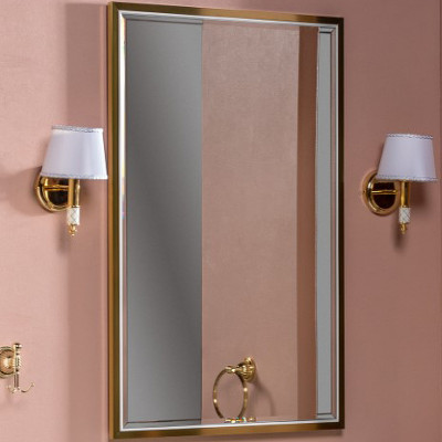Зеркало настенное в ванную Boheme Armadi Art Monaco 70 566-WG с подсветкой белый глянец золото