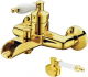 Смеситель Boheme Vogue Oro 213-MR-W для ванны золото / ручка Murano белая  (213-MR-W)