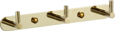 Планка с крючками для ванной (3 крючка) Savol S-007213B латунь золото