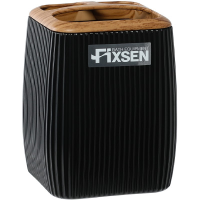 Стаканчик для зубных щеток Fixsen Black Wood FX-401-3 черный настольный