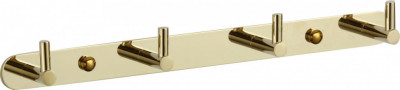 Планка с крючками для ванной (4 крючка) Savol S-007214B латунь золото