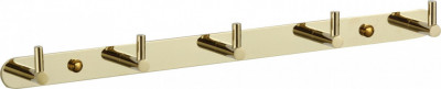 Планка с крючками для ванной (5 крючков) Savol S-007215B латунь золото